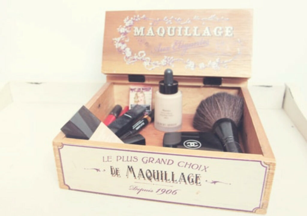 boite bois maquillage rangement